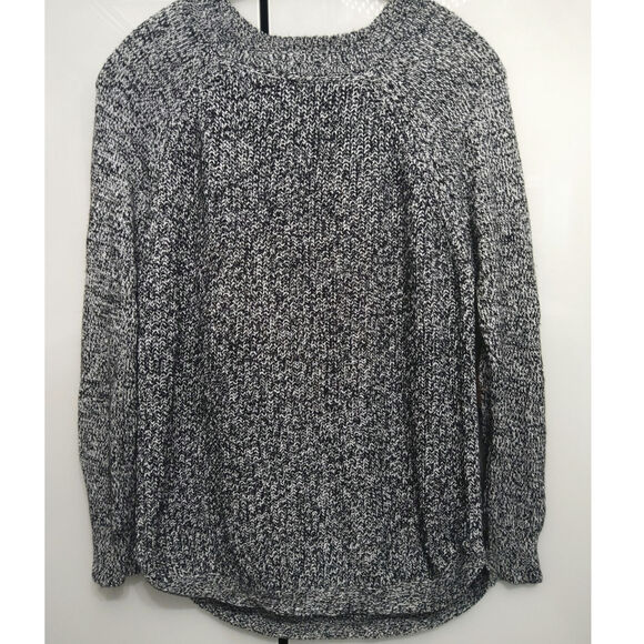 RD style Cozy knit  blk/white sweater lightweight leather elbow patch Womens  XL - Picture 3 of 6